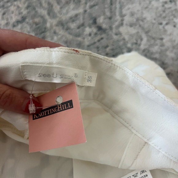 Cream High Waist Tailored Shorts - Picture 3 of 3